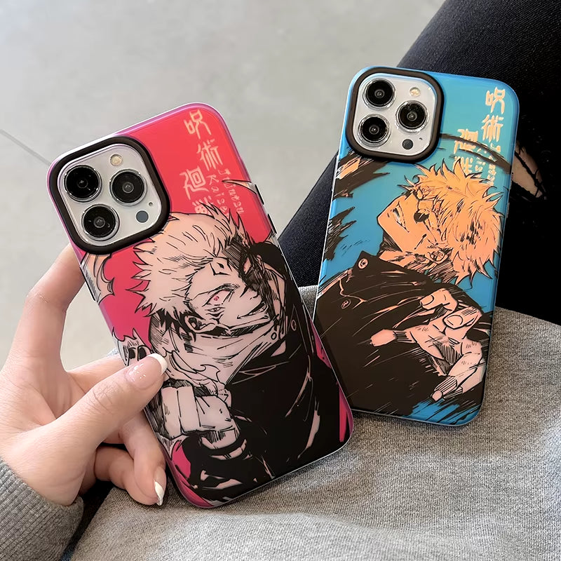 Cute Anime Jujutsu Kaisen Satoru Gojo Graffiti Laser Phone Case for Iphone 15 14 13 12 11 Pro Max IMD Shockproof Silicone Coque