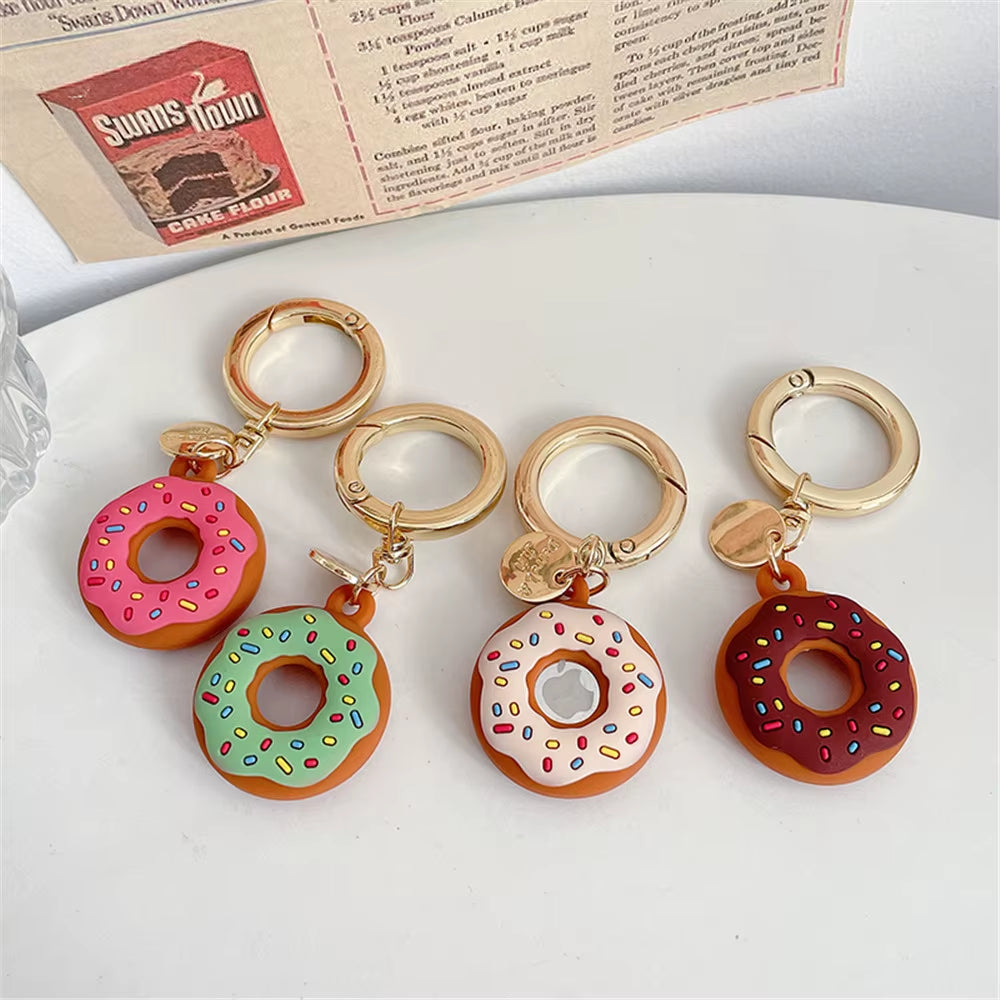 Cartoon Donut Silicone Case for Apple Airtag Case Dog Collar GPS Finder Protective Silicone Case for Apple Air Tag Tracker Case