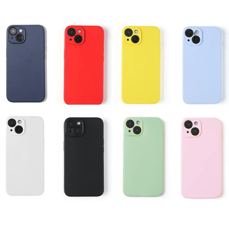 Liquid Silicone Phone Case for Iphone 13 Mini 14 15 Pro Max 15 plus Candy Color Soft Back Cover Cases