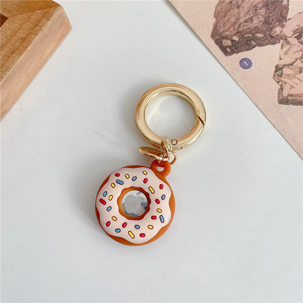 Cartoon Donut Silicone Case for Apple Airtag Case Dog Collar GPS Finder Protective Silicone Case for Apple Air Tag Tracker Case