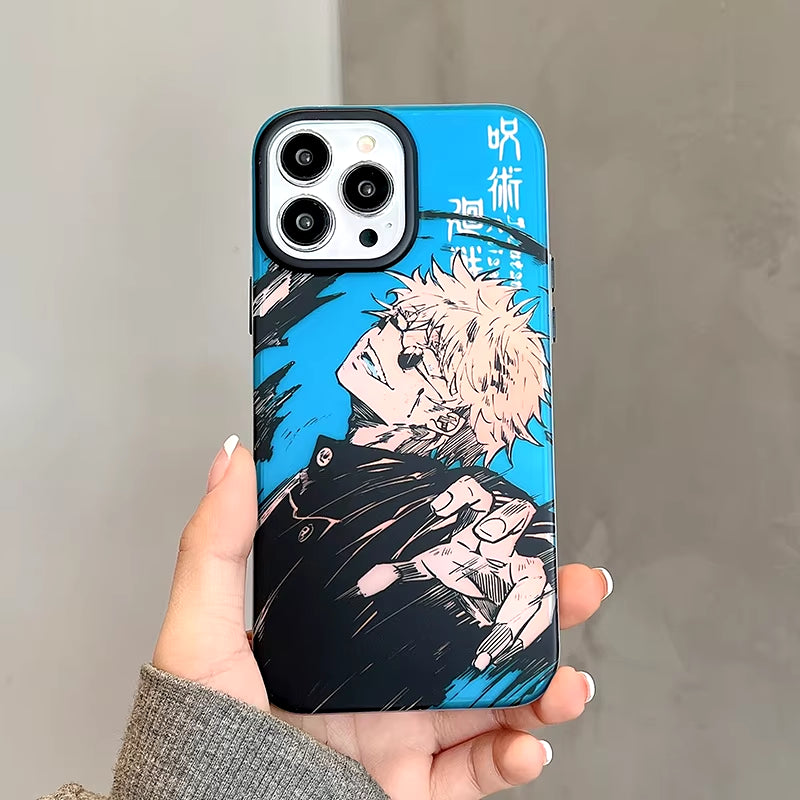 Cute Anime Jujutsu Kaisen Satoru Gojo Graffiti Laser Phone Case for Iphone 15 14 13 12 11 Pro Max IMD Shockproof Silicone Coque