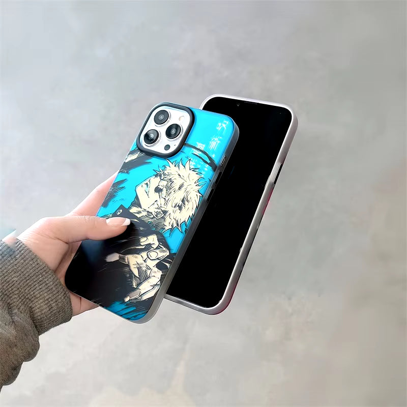 Cute Anime Jujutsu Kaisen Satoru Gojo Graffiti Laser Phone Case for Iphone 15 14 13 12 11 Pro Max IMD Shockproof Silicone Coque